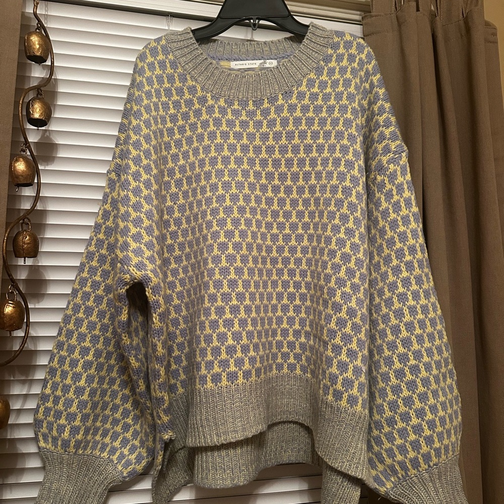 Blue and Yellow Patterned Sweater
